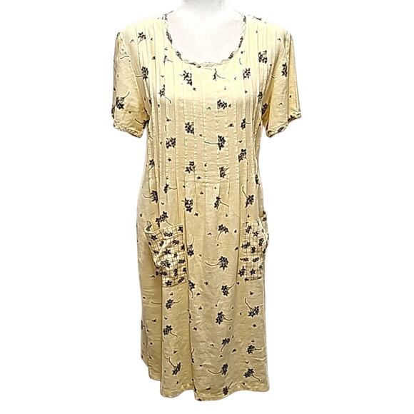 Sweet Jessie Vintage Womans Two Pattern Short Sleeve Linen Blend Dress Size MP - Picture 1 of 12